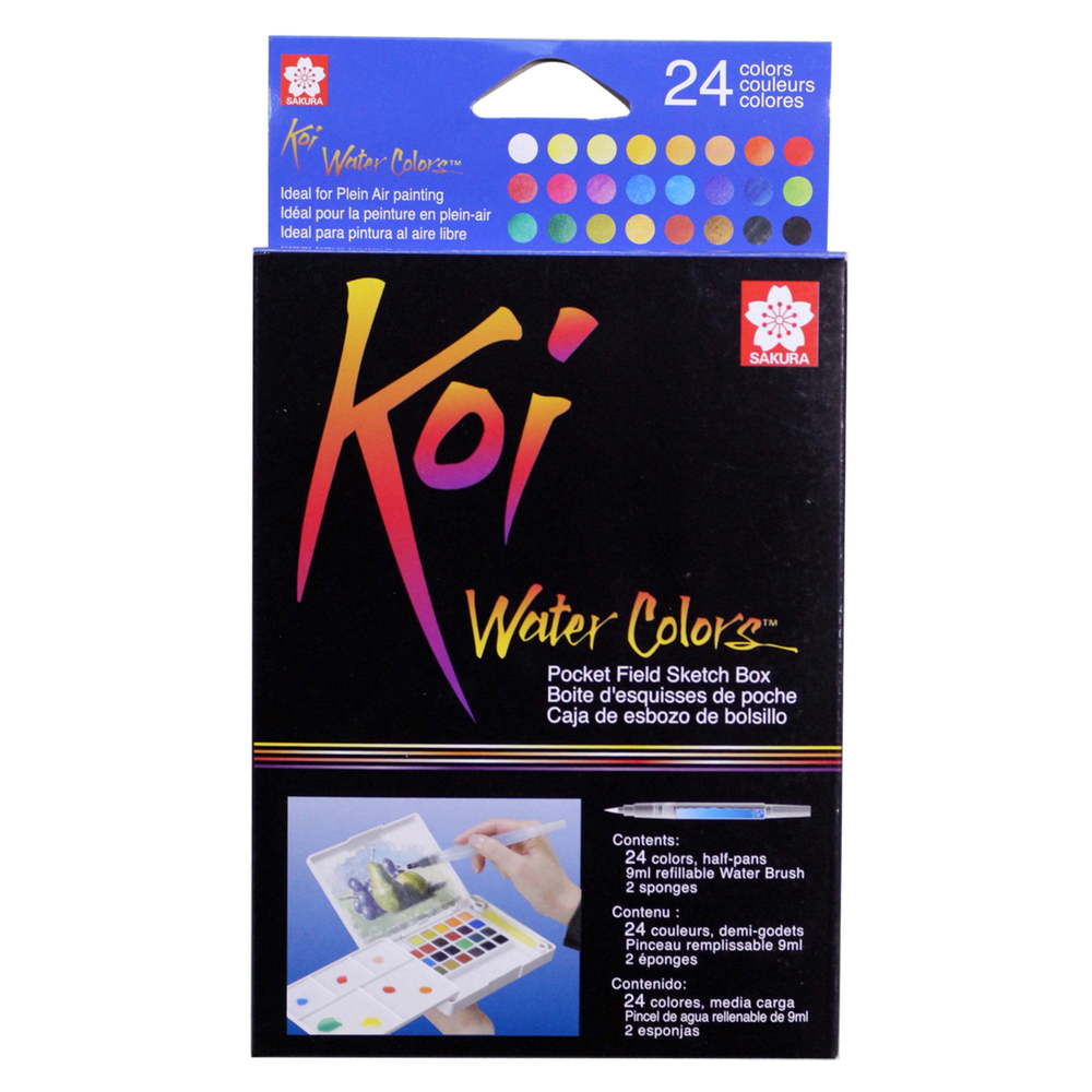Sakura Koi Watercolor Sketch Box Travel Pan Sets - Set of 24 colors